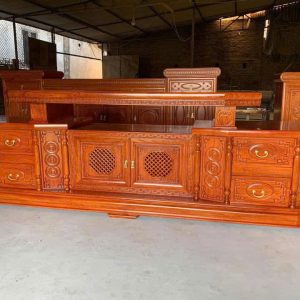 KỆ TIVI GỖ HƯƠNG ĐÁ MẪU KỆ VÁT