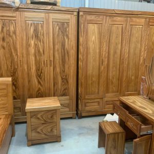 TỦ 3 CÁNH BUỒNG GỖ HƯƠNG VÂN XÁM