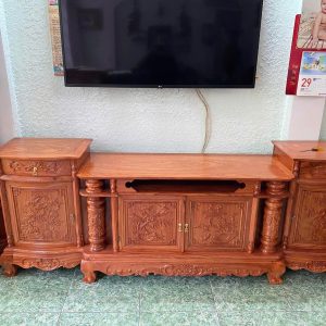 KỆ TIVI CỘT NHO DÀI 2M40 GỖ HƯƠNG ĐÁ